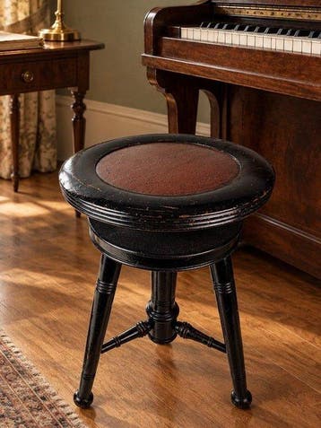 Kruk - Antieke ebonised pianokruk, ca. 1900 - Hout, Antiek en Kunst