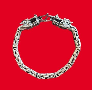 Zonder minimumprijs - Armband Zilveren drakenkoppen, Nieuw