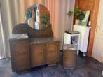 Kaptafel (2) - Hout, Marmer - Art Deco Kaptafel marmer