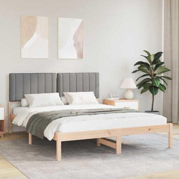 vidaXL Bedframe met Gevoerde Hoofdbord Lichtgrijs 160 x 200, Verzenden, Nieuw