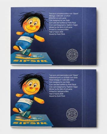 Estland. 2 Euro 2026 Sipsik (2 coincards) (Zonder, Postzegels en Munten