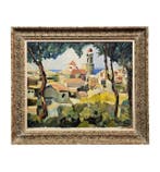 European School (XX) - Mediterranean Garden With Church, Antiek en Kunst