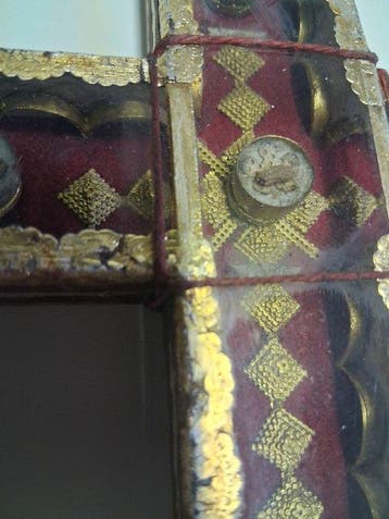 Reliekhouder - Hout, Verguld, Papier, Textiel, Glas -, Antiek en Kunst