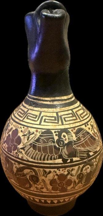 Aardewerk Vaas - 25 cm - Oinochoe in Rhodische stijl