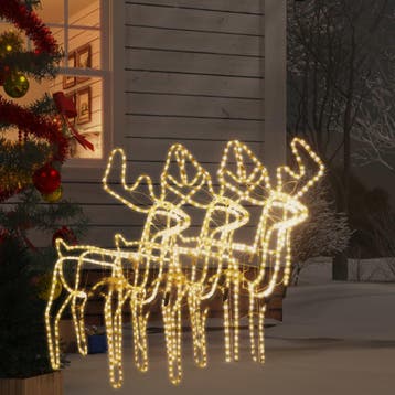 vidaXL Kerstfiguur rendier met bewegende kop 3 st warmwit, Diversen, Verzenden, Nieuw