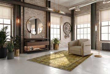 Geel vintage - Vloerkleed - 205 cm - 120 cm - met, Nieuw