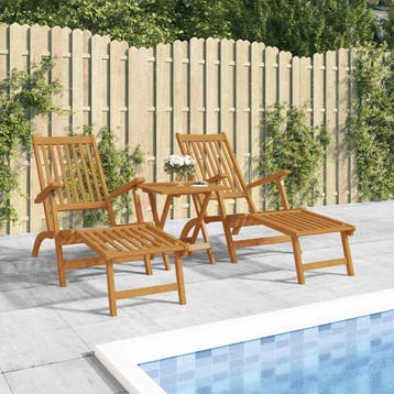 vidaXL Terrasstoelen 2 st met voetensteun massief acaciahout, Verzenden, Nieuw