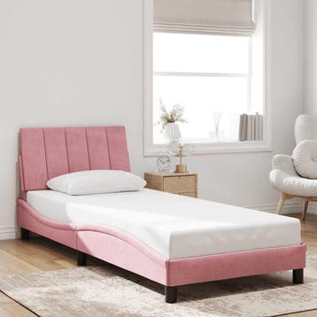 vidaXL Bedframe zonder matras Hanko fluweel roze 80x200 cm, Verzenden, Nieuw