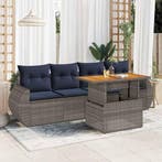 vidaXL 5-delige Loungeset met kussens poly rattan grijs, Verzenden, Nieuw, Loungeset