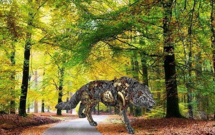 Exclusief S.Buru - sculptuur, XXL STATUE-signed-STEAMpunk, Antiquités & Art, Curiosités & Brocante