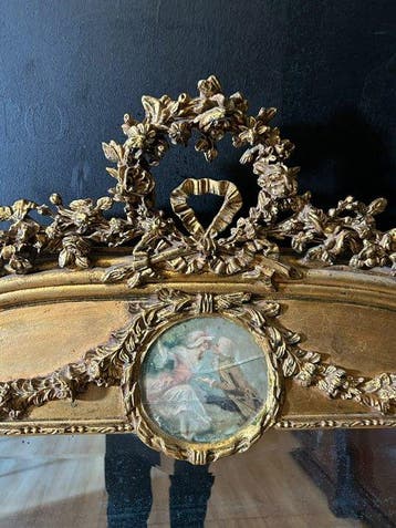 Miroir - Bois doré - Miroir Napoléon III, Antiquités & Art