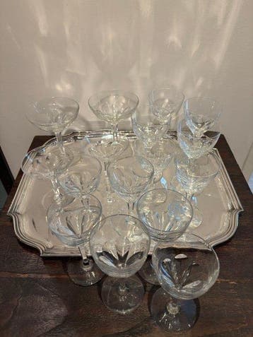 Champagneglas (18) - Kristal - Div kristallen glazen