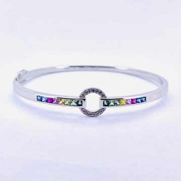 Armband - 18 karaat Witgoud - 1.31ct. tw. - Saffier -, Nieuw
