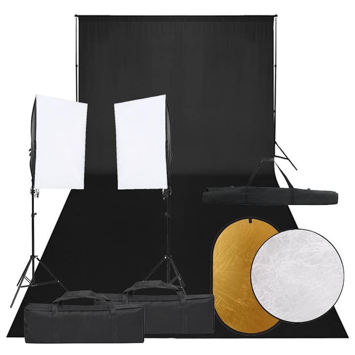 vidaXL Fotostudioset met verlichtingsset, achtergrond en, TV, Hi-fi & Vidéo, Photo | Studio photo & Accessoires, Envoi