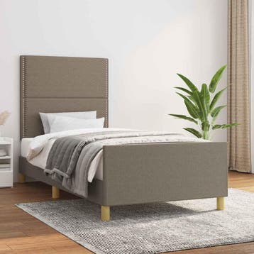 vidaXL Bedframe zonder matras 100x200 cm stof taupe, Verzenden, Nieuw