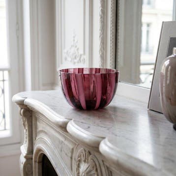 Kom - Muranoglas - roze en robijnkleurige stokken
