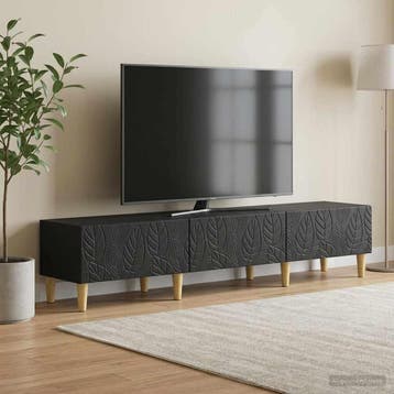 vidaXL TV Kast 147 x 34,5 x 30 cm Zwart Bewerkt hout, Huis en Inrichting, Kasten |Televisiemeubels, Verzenden, Nieuw