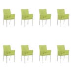 Set van 8 Leren eetkamerstoelen Comfort met armleuning -, Ophalen of Verzenden, Nieuw, Leer, Eén