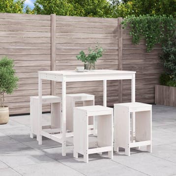 vidaXL 5-delige Barset massief grenenhout wit, Verzenden