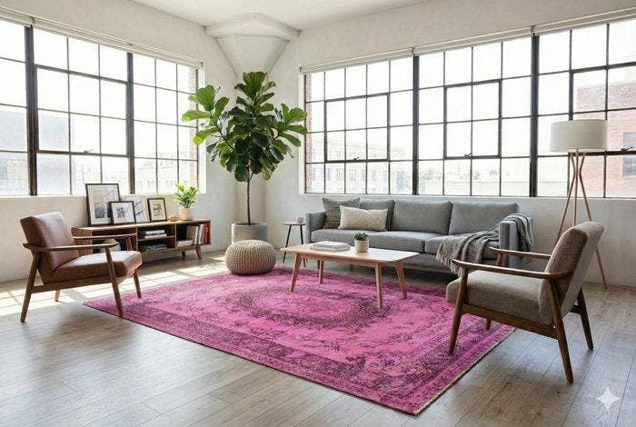 Roze vintage - Vloerkleed - 290 cm - 180 cm - met, Huis en Inrichting, Stoffering | Tapijten en Vloerkleden
