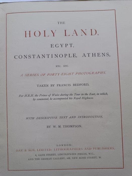 Francis Bedford/W. M. Thompson - The Holy Land, Egypt,, Antiquités & Art, Art | Dessins & Photographie