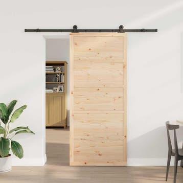 vidaXL Schuifdeur 100 x 208 cm Massief grenenhout Naturel, Verzenden, Nieuw