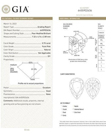 1 pcs Diamant (Natuurlijk gekleurd) - 0.70 ct - Peer - Faint, Nieuw