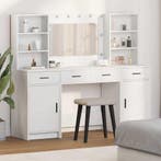 vidaXL Dressing tafel set met LED met lade 3 pcs Wit Bewerkt, Huis en Inrichting, Verzenden, Nieuw