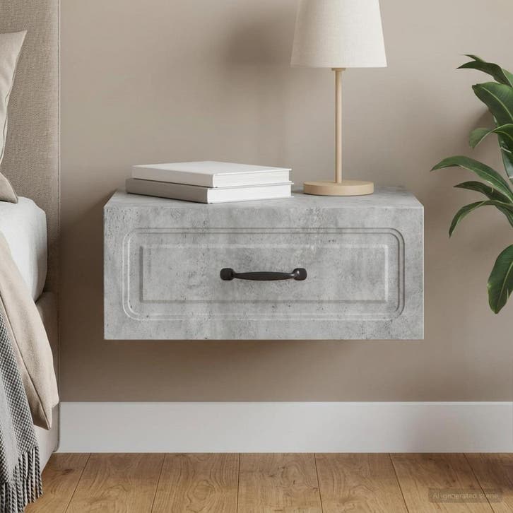 vidaXL Muurbevestigde Nachttafel met lade Betongrijs 49 x, Maison & Meubles, Chambre à coucher | Tables de chevet, Envoi
