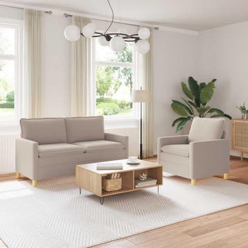 vidaXL bank / zetelstel 2 st Lichtgrijs Stof, Huis en Inrichting, Zetels | Zetels, Verzenden, Nieuw