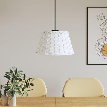 vidaXL Plafondlampenkap Ø50x30 cm wicker wit, Huis en Inrichting, Verzenden, Nieuw