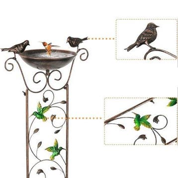 sculptuur, Decorative Garden Trellis with Bird Bowl –