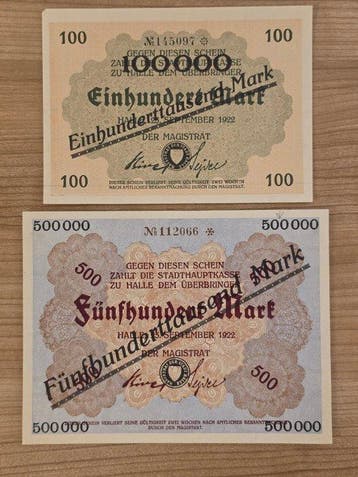 Allemagne. 8 Banknotes Mark 1922-1923 – Halle (Saale) –