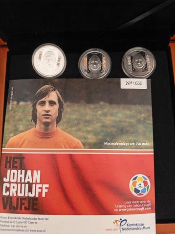 Nederland. 5 Euro 2017 Johan Cruijff - Kleurset (3 coins)