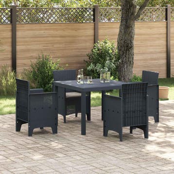 vidaXL Tuin Eettafel Set 5 st Antraciet Polypropyleen, Verzenden, Nieuw