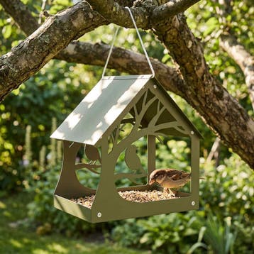 vidaXL Hangend vogelvoederhuisje Staal Olijfgroen, Verzenden, Nieuw