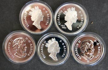 Canada. 1 Dollar 1996-2010 - Elizabeth II (5 coins)