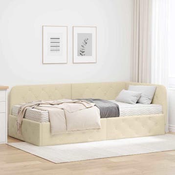 vidaXL Hoek Bed Frame Crème 100 x 200 cm Stof, Verzenden, Nieuw