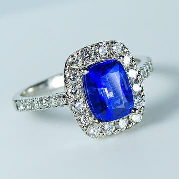 Ring Platina - 1.96ct. tw. Saffier - Diamant, Nieuw