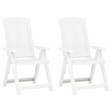 vidaXL Opklapbare ligstoelen, 2 stuks, wit plastic., Verzenden, Nieuw
