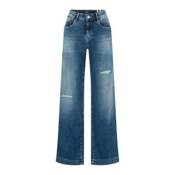 MAC • blauwe Rich Palazzo destroy jeans • 36, Kleding | Dames, MAC, Nieuw, Maat 36 (S), Verzenden