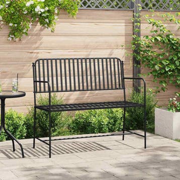 vidaXL Tuinbank 2 -Seater 103,5 x 51,5 x 90 cm Staal Zwart, Verzenden, Nieuw
