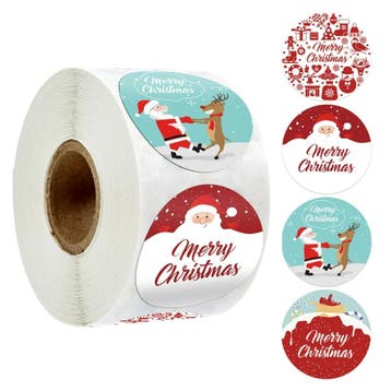 500 Kerst Stickers Op Rol - 2.5cm - Kerststickers -, Verzenden