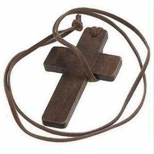 Bruin Houten Christen Kruis Ketting - Kruisje Hanger - Heren, Verzamelen, Verzenden, Nieuw