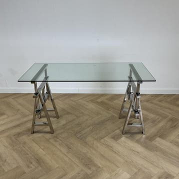 Design bureau Eichholtz shaker (Lookalike) 150x70 cm, glas -, Huis en Inrichting, Bureaus, Gebruikt