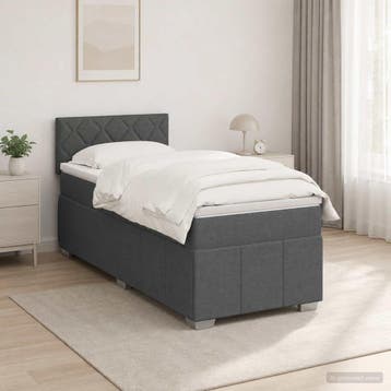 vidaXL Boxspringbed met matras en LED Donkergrijs 90 x 190, Verzenden