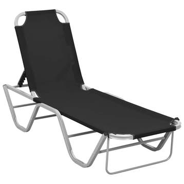 vidaXL Ligbed aluminium en textileen zwart, Verzenden