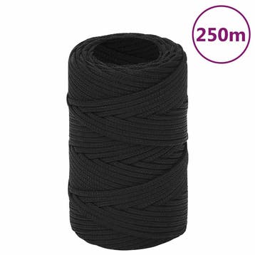 vidaXL Boottouw 2 mm 250 m polypropeen zwart, Verzenden, Nieuw