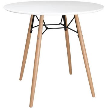 Tafel | ARLO | Hout/Staal | Wit Blad | Zwart/Houten Frame |, Verzenden, Nieuw in verpakking