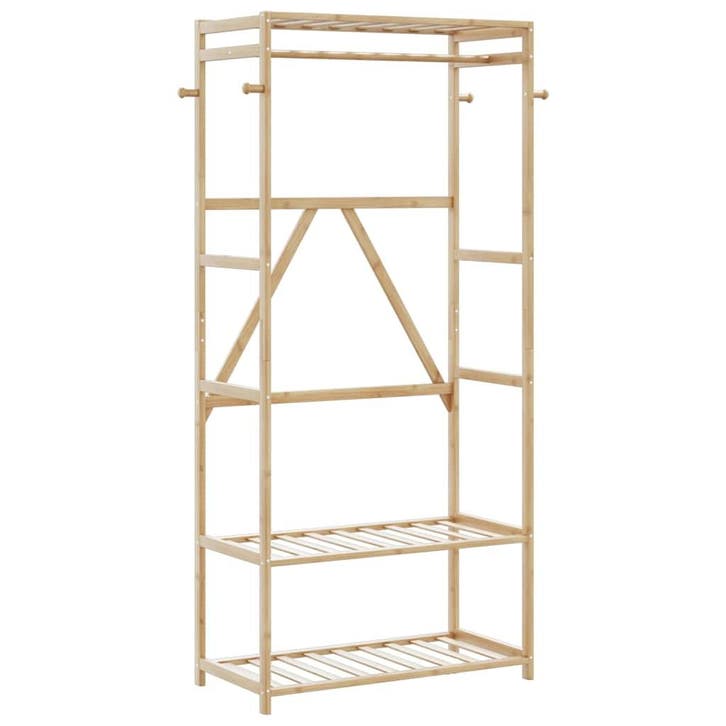 vidaXL Kledingrek met schappen 80x40x175 cm bamboe, Maison & Meubles, Armoires | Penderies & Garde-robes, Envoi